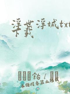 浮世浮城txt下载
