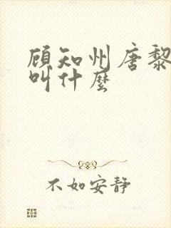 顾知州唐黎书名叫什么