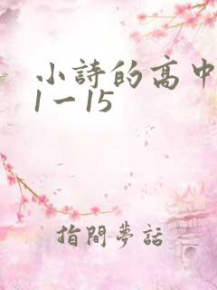 小诗的高中日记1一15
