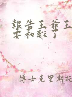 报告王爷王妃又要和离了