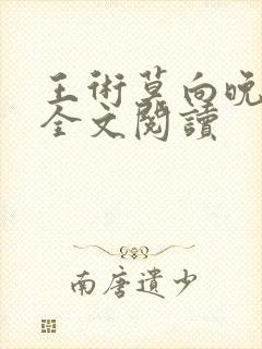 王术莫向晚小说全文阅读