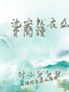 沈安然夜盛霆免费阅读