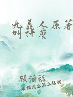 九义人原著小说叫什么