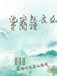 沈安然夜盛霆免费阅读