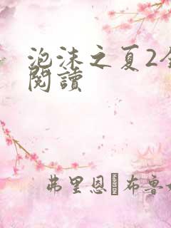 泡沫之夏2全文阅读