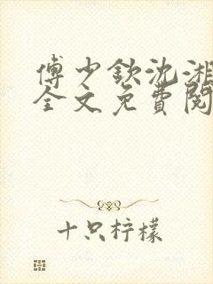 傅少钦沈湘小说全文免费阅读无广告