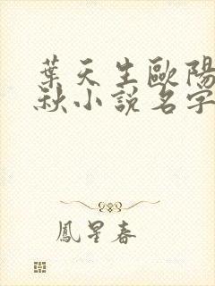 叶天生欧阳欣忆秋小说名字