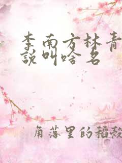 李南方林青青小说叫啥名