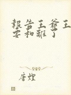 报告王爷王妃又要和离了