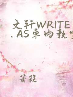 文轩WRITE. AS车肉教室