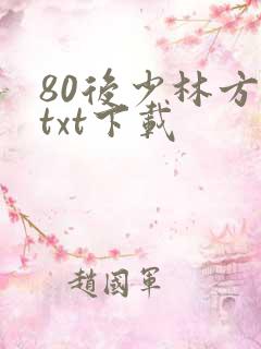 80后少林方丈txt下载