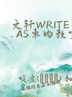 文轩WRITE. AS车肉教室