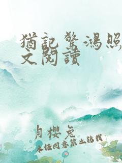 犹记惊鸿照影全文阅读