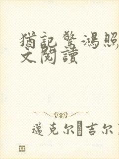 犹记惊鸿照影全文阅读