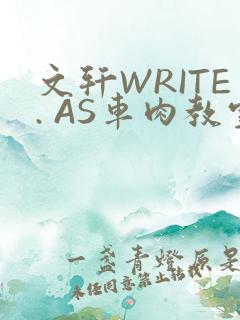文轩WRITE. AS车肉教室