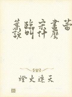 叶临宋书蕾的小说叫什么