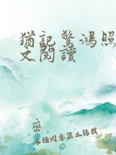 犹记惊鸿照影全文阅读