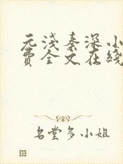 元浅秦深小说免费全文在线