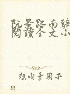 阮景路南辞免费阅读全文小说