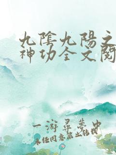 九阴九阳之阴阳神功全文阅读