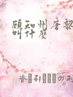 顾知州唐黎书名叫什么