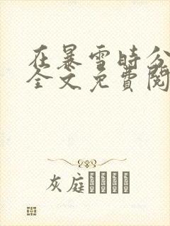 在暴雪时分小说全文免费阅读