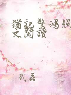 犹记惊鸿照影全文阅读