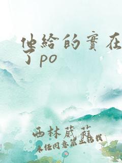 他给的实在太多了po