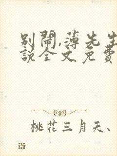 别闹,薄先生小说全文免费阅读