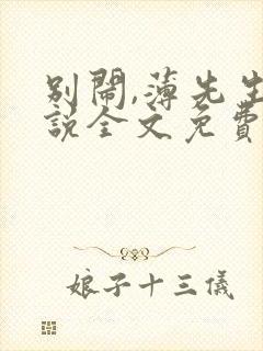 别闹,薄先生小说全文免费阅读