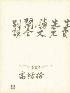 别闹,薄先生小说全文免费阅读