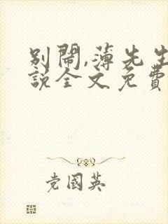 别闹,薄先生小说全文免费阅读