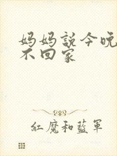 妈妈说今晚爸爸不回家封面