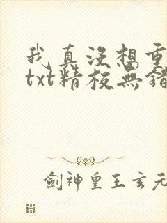 我真没想重生啊txt精校无错版