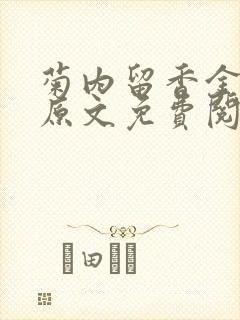 菊内留香金银花原文免费阅读封面