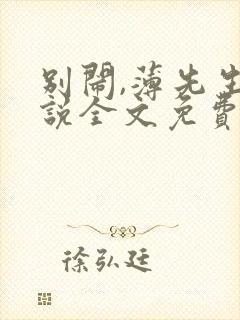 别闹,薄先生小说全文免费阅读封面