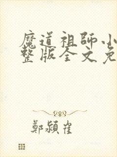 魔道祖师小说完整版全文免费阅读封面
