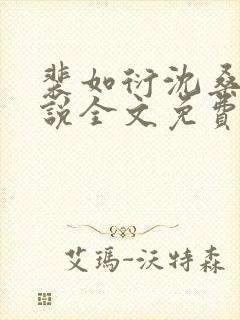 裴如衍沈桑宁小说全文免费阅读封面