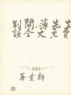 别闹,薄先生小说全文免费阅读