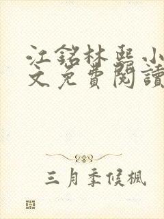 江铭林熙小说全文免费阅读