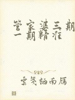 管家婆三期必开一期精准封面
