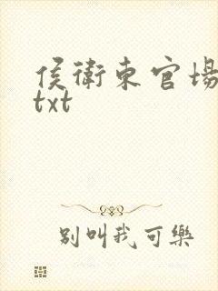 侯卫东官场笔记txt