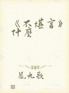 《不堪言》讲的什么