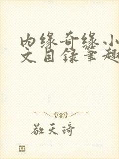 内缘奇缘小说全文目录笔趣阁封面