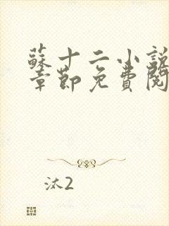 苏十二小说最新章节免费阅读封面