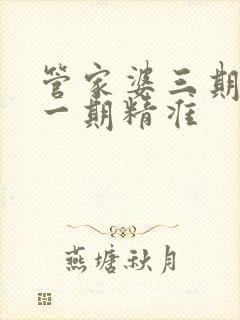 管家婆三期必开一期精准封面