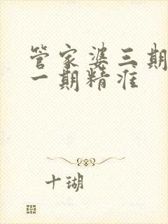 管家婆三期必开一期精准封面