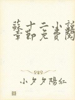 苏十二小说最新章节免费阅读封面