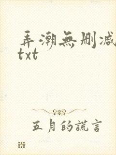 弄潮无删减精校txt