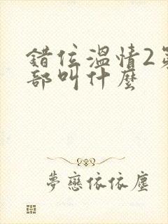 错位温情2第二部叫什么